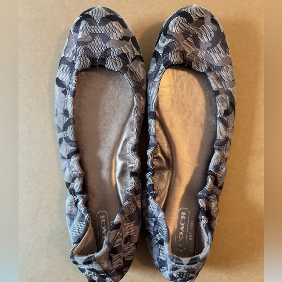 Coach "Aly" C Logo Signature Tan Gray & Black Camo Ballet Flats Shoes Size 7.5B - Picture 4 of 15